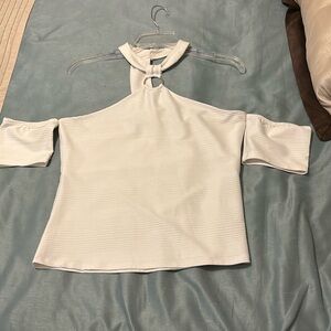 Sexy halter top with gold accent at choker neckline